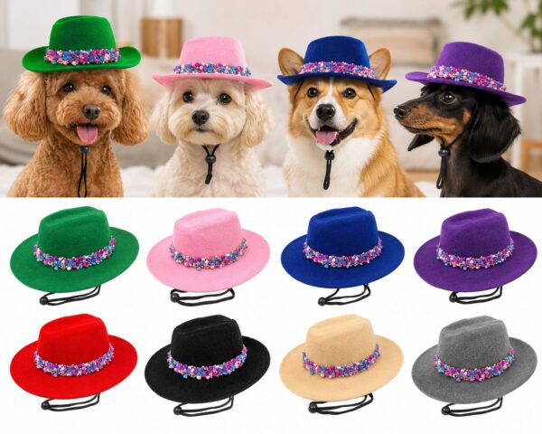 Designer Felt Cowboy Cap for Small Dogs