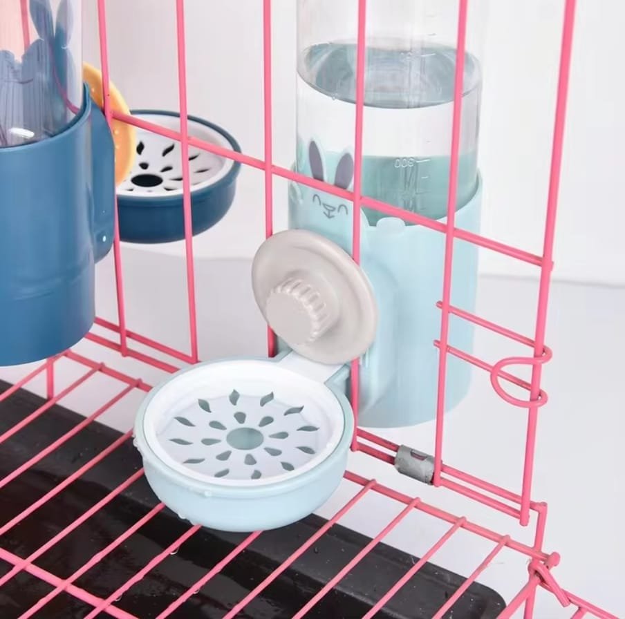 Hanging Cage Water Bottle & Food Bowl for Rabbits